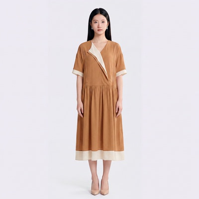 柯利亚诺夏季专柜同款真丝V领连衣裙  LW0292(9UN) ￥3680