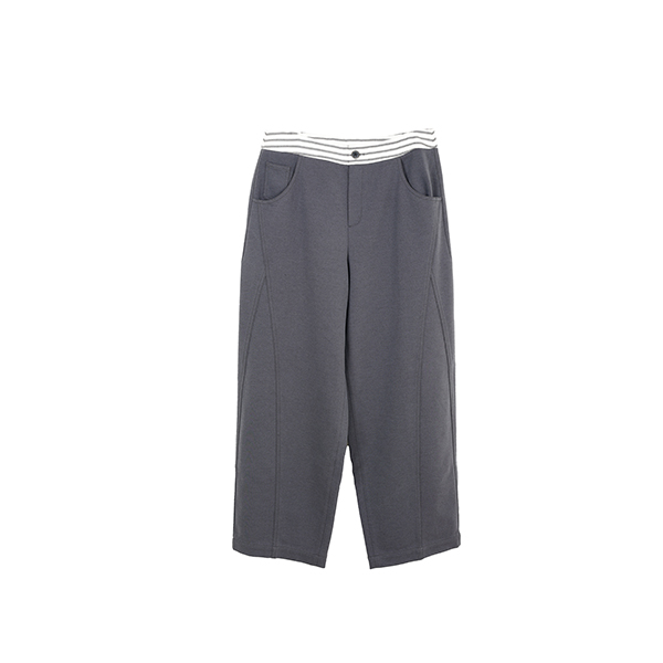 柯罗芭春秋专柜同款暗影灰色撞色腰带大萝卜裤 KT5003(BUN)￥1990