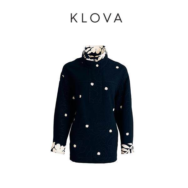 柯罗芭春秋专柜同款蓝黑色小立领印花外套  SW5963(BUN) ￥4190