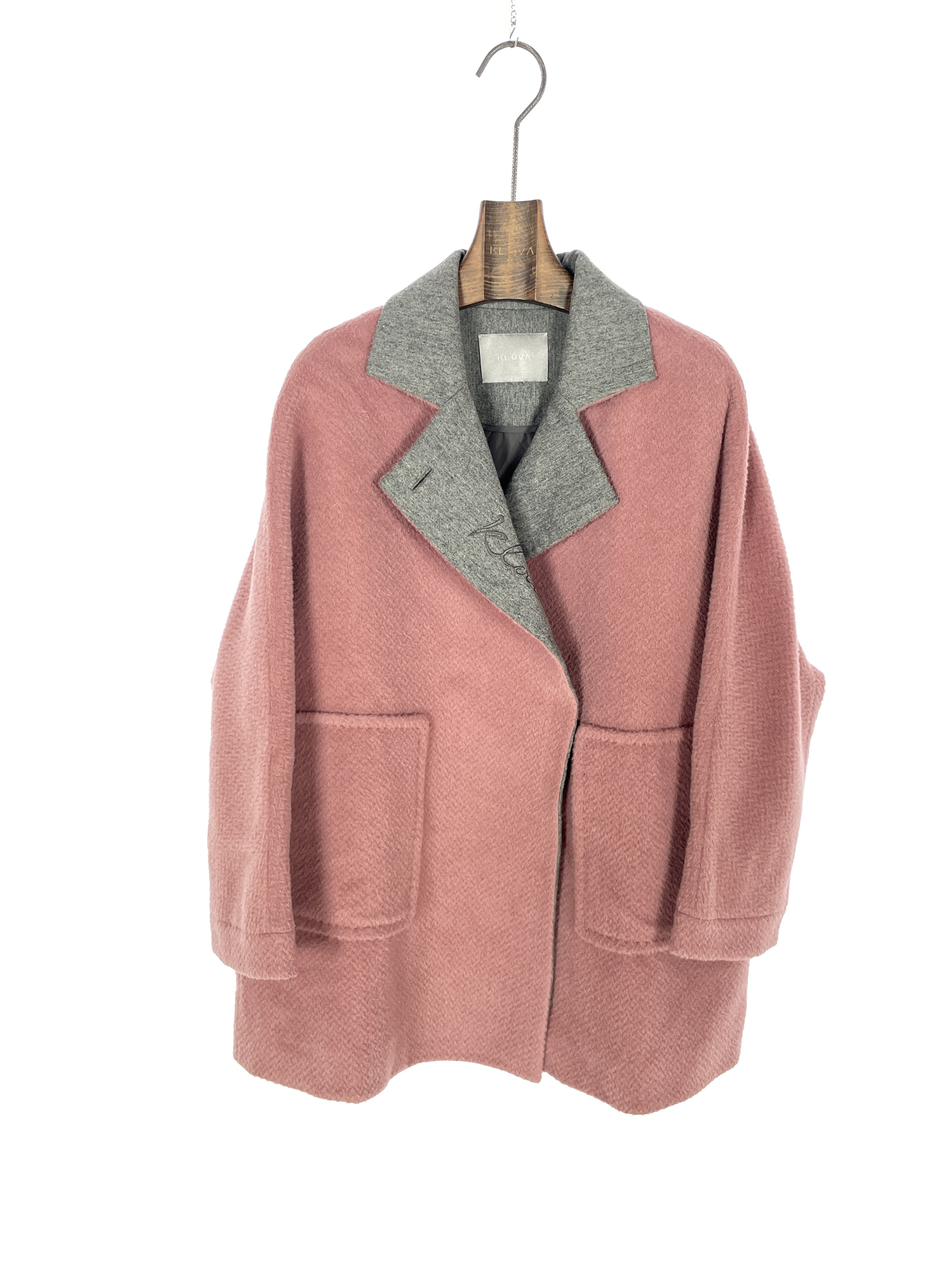 柯罗芭冬季专柜同款粉色翻领A字领宽松休闲短款外套 2019 SY5132C