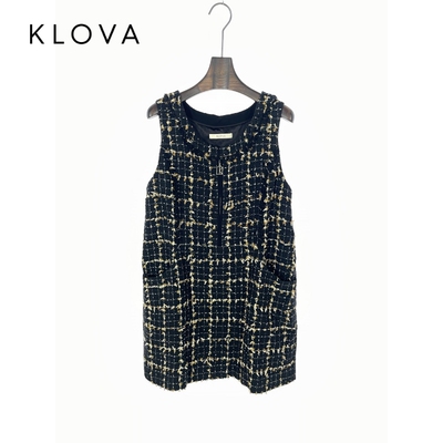 柯罗芭春秋专柜同款粗花呢无袖时尚连衣裙  LW0407(GUN) ￥3890