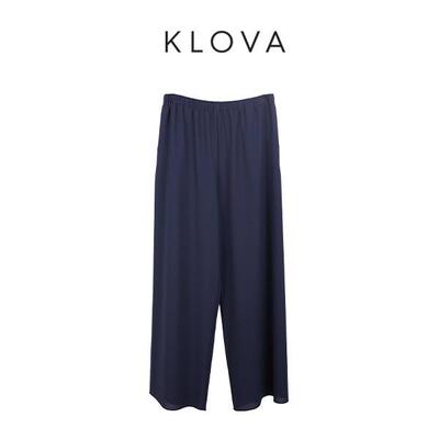 柯罗芭夏季花青蓝宽松阔腿裤