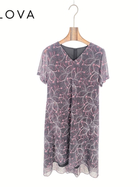 柯罗芭夏季专柜同款黑粉花小圆领连衣裙 2019 LT5580C ￥3390