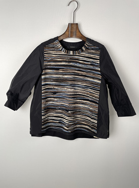 柯罗芭冬季专柜同款A字圆领印花针织拼接T恤  TW1063 ￥3280