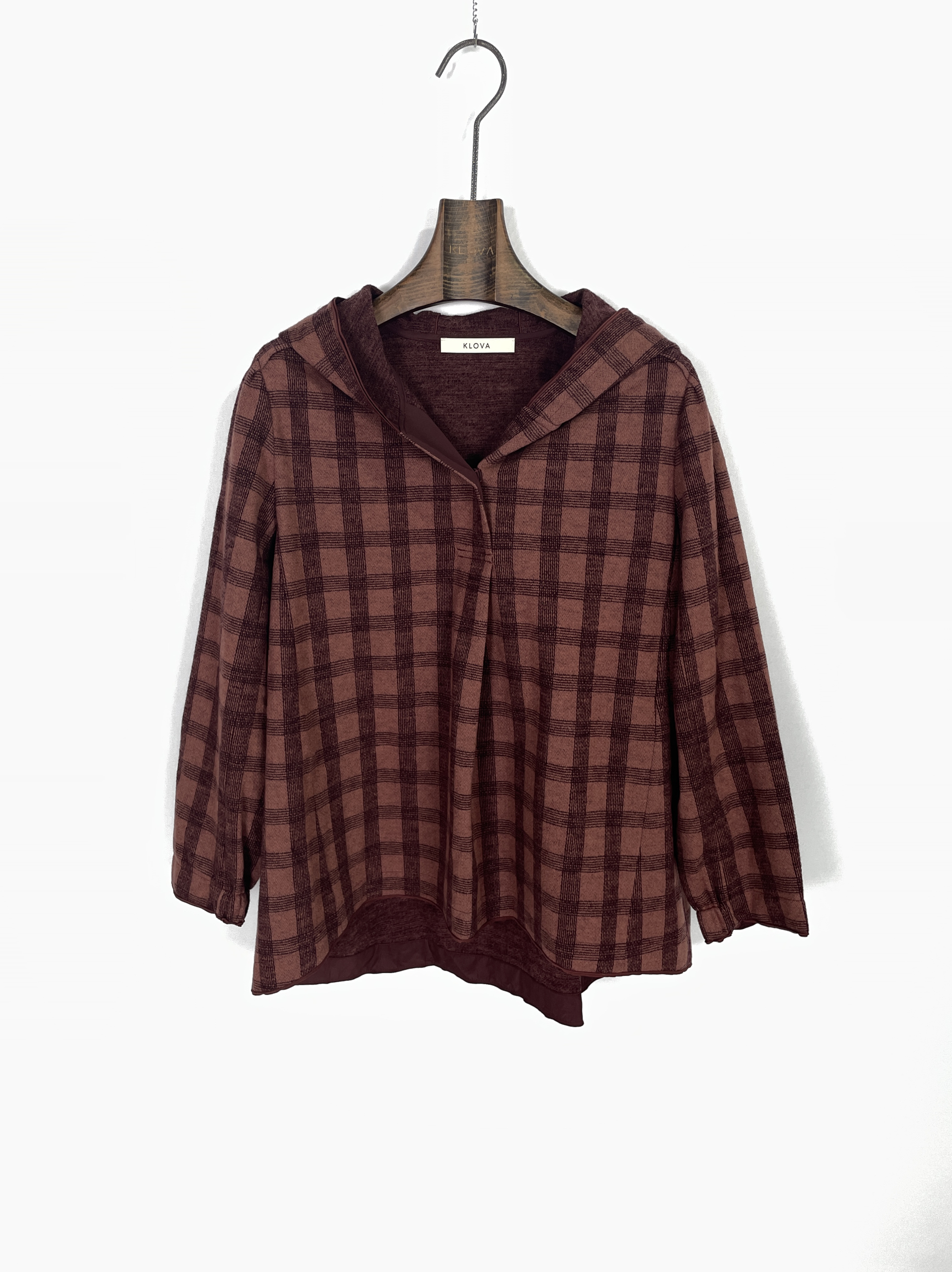 柯罗芭冬季专柜同款A摆连帽绒格T恤  TY1678 ¥4990