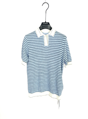 柯利亚诺春秋专柜同款浅蓝色条纹针织T恤  ZT9249G ￥2880