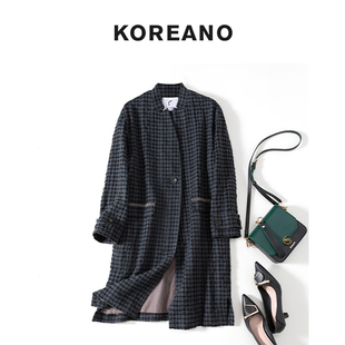 柯利亚诺春秋专柜同款黑灰格经典风衣外套 FY6232 ¥7800