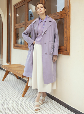 柯罗芭春秋专柜同款时尚紫色中长风衣  FW9053 ￥5590