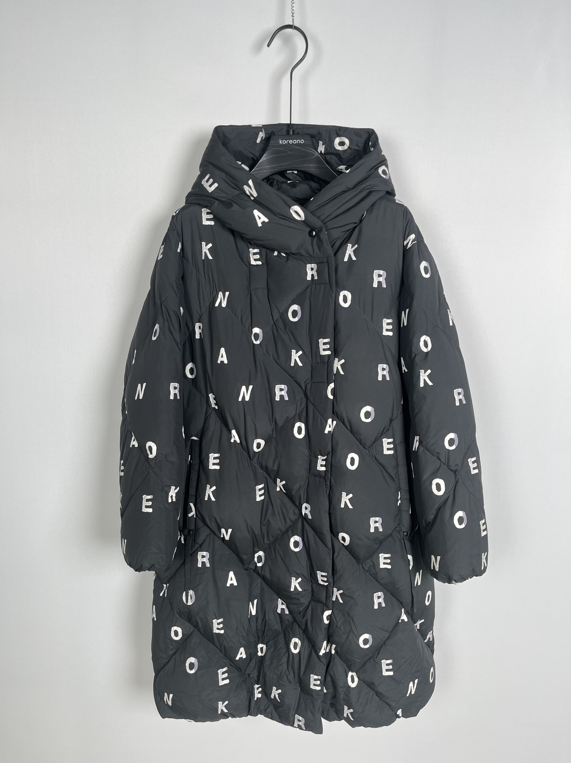 柯利亚诺冬季潮流时尚印花宽松连帽中长款羽绒服YC1660吊牌7800