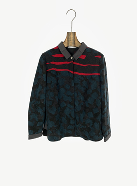 柯罗芭冬季专柜同款黑蓝花休闲时尚衬衫 2221 CT1162B ￥3190