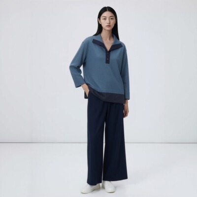 柯罗芭春秋专柜同款海洋蓝针织提花T恤  TY3115 ￥3990