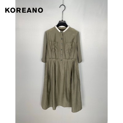 柯利亚诺爆款修身简约百搭时尚牛油果绿淡雅连衣裙LW7764吊牌4880