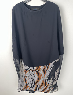 柯罗芭春秋专柜同款蓝黑色经典拼接连衣裙  LW8182B ￥3380