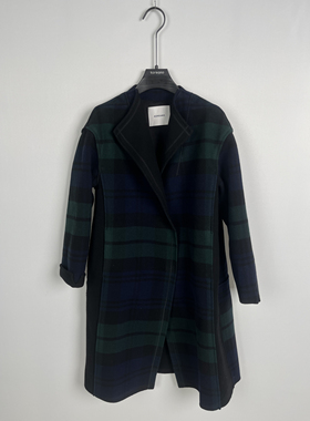 柯利亚诺冬季专柜同款蓝绿格双面呢格型FY4180吊牌10800