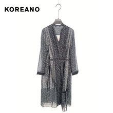 柯利亚诺夏季专柜同款V领长袖碎花长款收腰连衣裙  LW0252 ￥3880