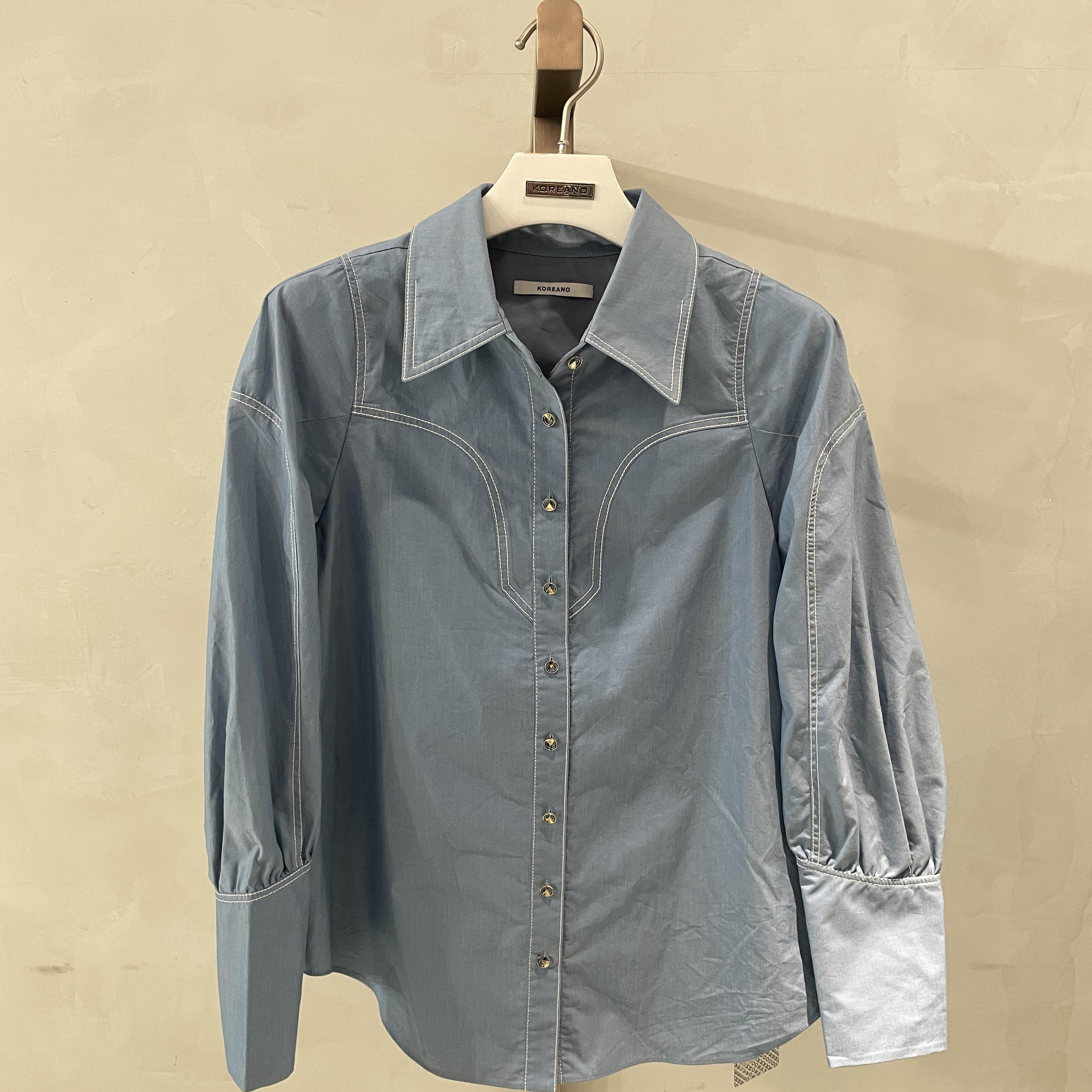 柯利亚诺春秋专柜同款蓝色时尚撞色线衬衫  CW3704(WUN) ￥2680