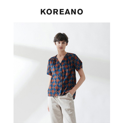 柯利亚诺夏季专柜同款小A型V领格子衬衫  CW2265 ￥2880