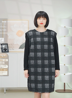 柯罗芭春秋专柜同款黑色格纹针织连衣裙  LT3694(XUN) ￥5590