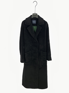 柯利亚诺冬季专柜同款石墨黑色大翻领落肩长款大衣  FY4109(JUN)