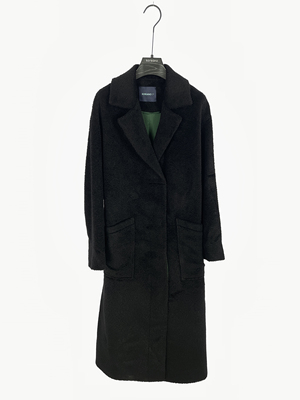 柯利亚诺冬季专柜同款石墨黑色大翻领落肩长款大衣  FY4109(JUN)