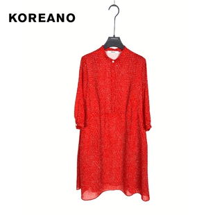 连衣裙LW5468吊牌4880 式 柯利亚诺夏专柜同款 红白花波点小A型衬衫