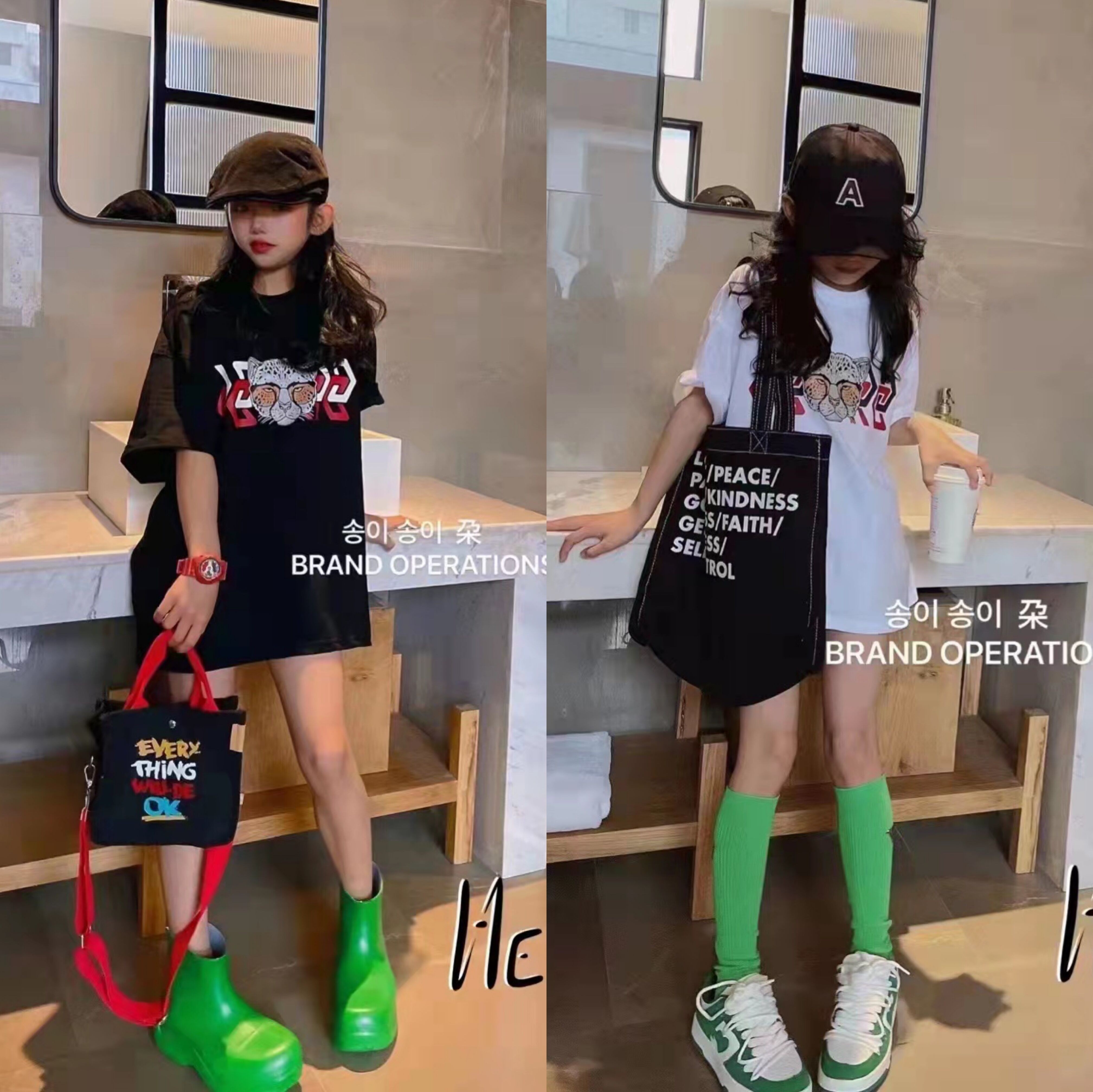 【清仓】童装夏季女童打底裤儿童纯棉T恤女孩嘻哈爵士舞短袖上衣