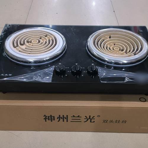 兰光220V嵌入式电热丝双电灶,左平盘2000瓦,右凹盘3500瓦，无插头
