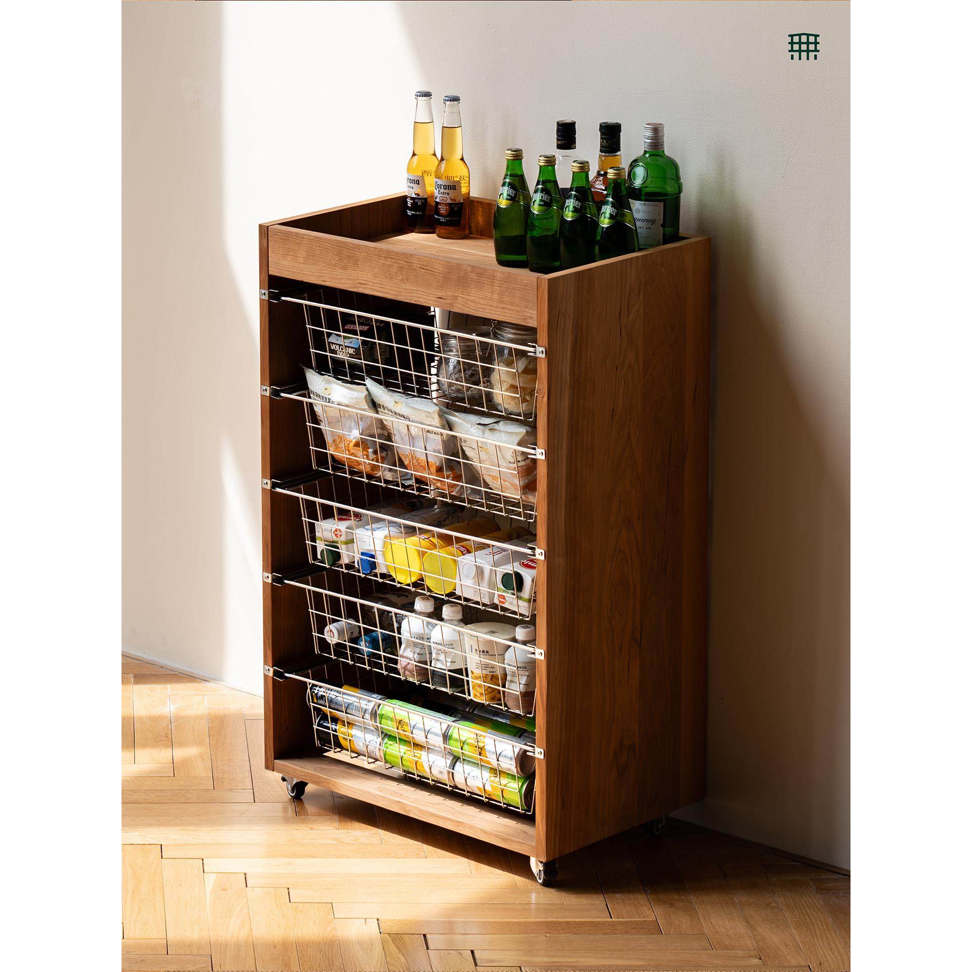 无即所有实木不锈钢拉篮柜餐厅客厅移动边几多层收纳柜落地床头柜,住宅家具,移动边几/推车,淘宝优惠券,粉丝福利购,淘宝优惠卷