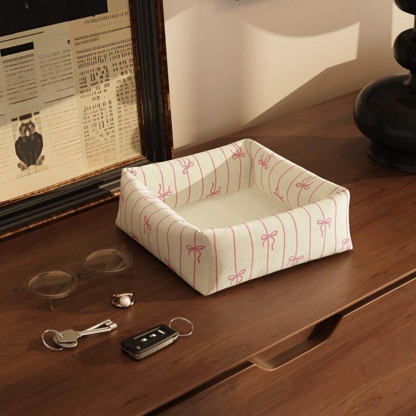 可爱蝴蝶结钥匙收纳盒门口玄关放钥匙收纳盘遥控器布艺托 托盘桌,收纳整理,桌面收纳盒,淘宝优惠券,粉丝福利购,淘宝优惠卷