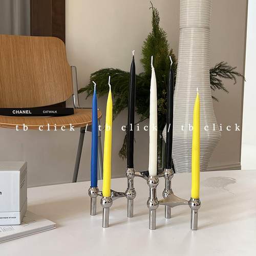 click复古分子烛台摆件可堆叠不锈钢复刻版本金属北欧ins家居装饰