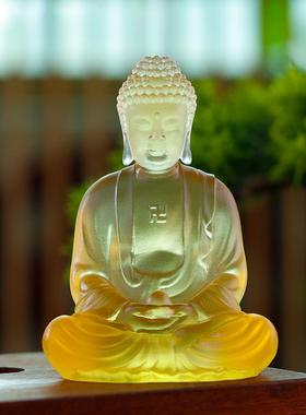 真琉璃释迦摩尼佛像家居客厅玄关桌面摆件佛塔佛堂寺庙供奉装饰品