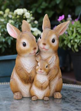 庭院花园装饰创意可爱动物仿真兔子办公室柜子卡通树脂工艺品摆件