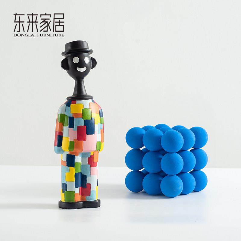 现代简约马赛克黑人摆件客厅酒柜轻奢高档装饰品样板间电视柜摆设,家居饰品,装饰摆件,淘宝优惠券,粉丝福利购,淘宝优惠卷