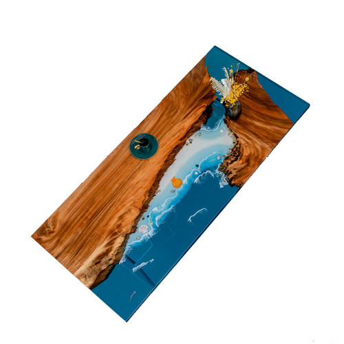 环氧树脂桌子f河流桌树木料海洋茶几会议大板茶桌实木原木茶台餐