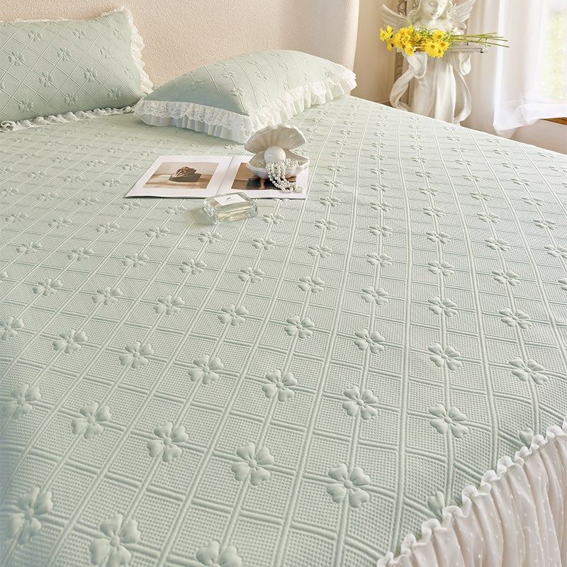 法式公主凉感g冰丝凉席三件套床裙款幸运草蕾丝花边可水洗空调软,床上用品,冰丝席,淘宝优惠券,粉丝福利购,淘宝优惠卷