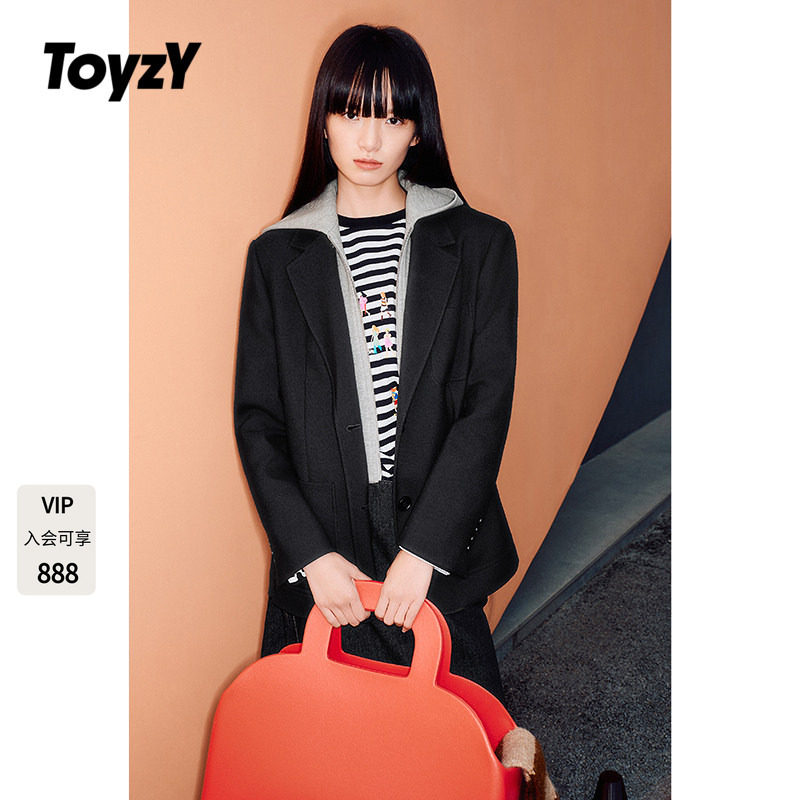 ToyzY假两件可拆连帽华达呢西装
