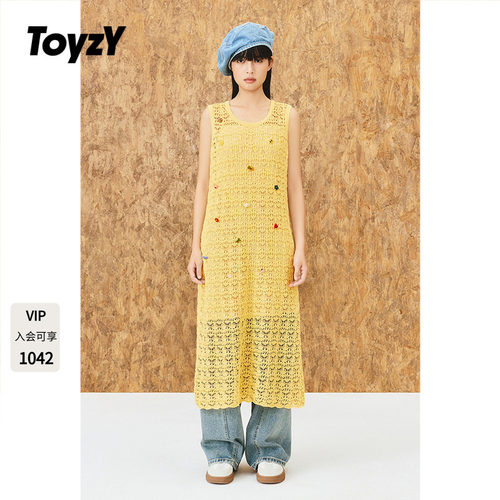 ToyzY贝壳手钩镂空针织背心连衣裙女夏季长款度假风ZC35306650