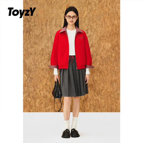 ToyzY正反两面穿格纹短外套夹克女2025冬季新款ZC35510020