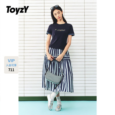 ToyzY2026夏季新款修身钉珠Summer女上衣拼接撞色T恤ZC36260110