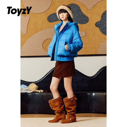 ToyzY90鸭绒立领连帽面包羽绒服女短款2025冬新款ZC35508080