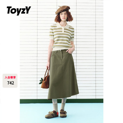 ToyzY2026夏季新款Polo翻领条纹针织衫女上衣ZC36206040