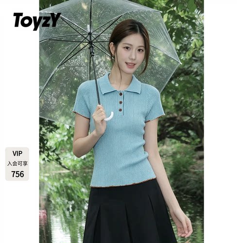 ToyzY多巴胺Polo短袖针织衫女夏季薄款修身2026新品ZC36206510