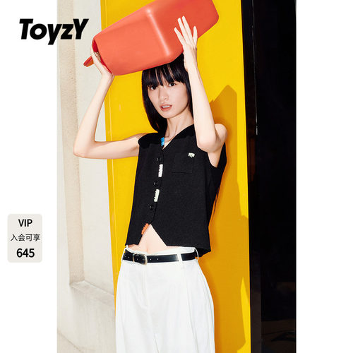 ToyzY圈圈纱手工彩色刺绣v领针织马甲背心女夏季外穿ZC35201030