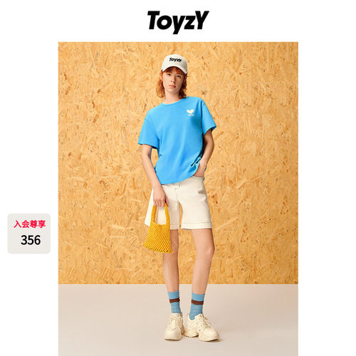 ToyzY立体爱心蓝色长绒棉T恤