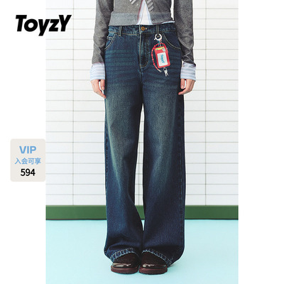 ToyzY2026春季新款复古休闲趣味挂饰印花牛仔裤ZC36120680