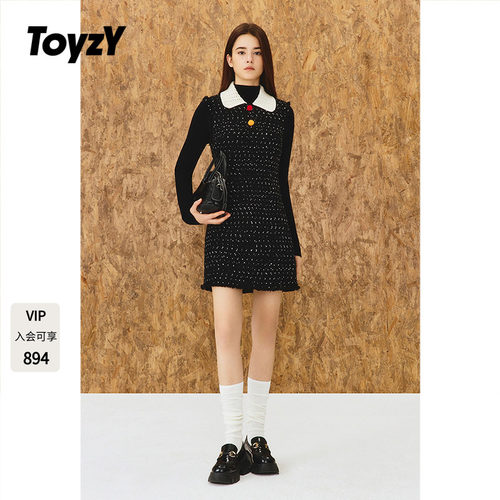 ToyzY无袖小香风背心连衣裙娃娃领星空花纱2025冬新款ZC35505150