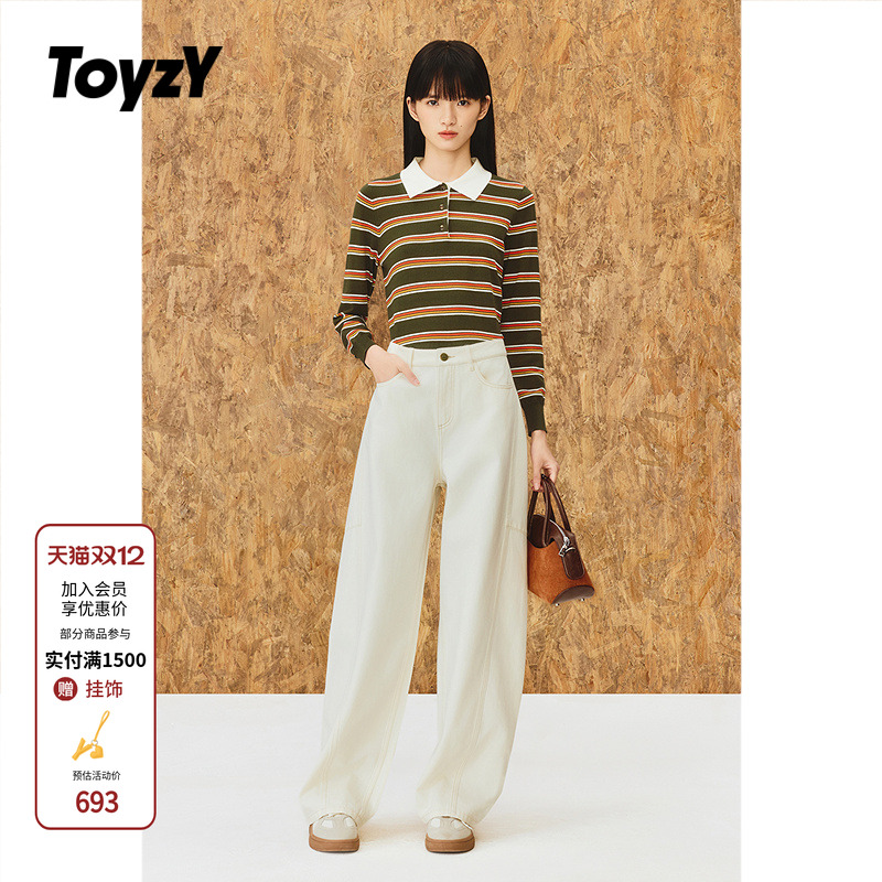 ToyzY2025秋季新款经典宽松茧型牛仔裤女裤ZC35320280