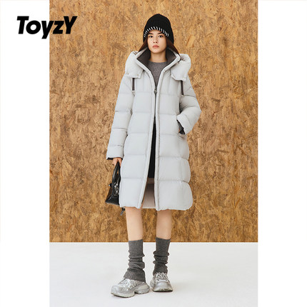 ToyzY高克重保暖鸭绒立领连帽羽绒服女长款2025冬新款ZC35508520
