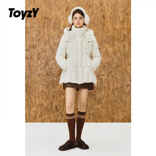 ToyzY保暖立领连帽收腰羽绒服女鸭绒2025冬季新款ZC35508510