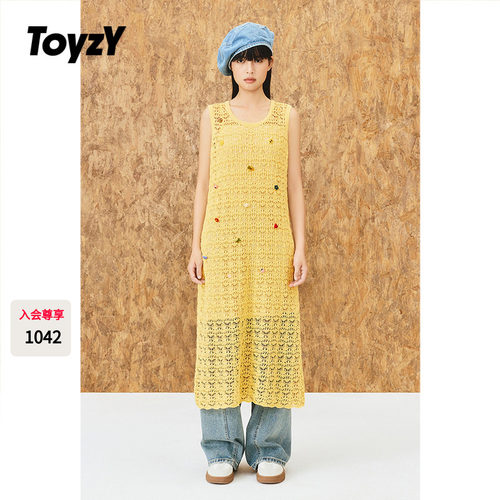 ToyzY贝壳手钩镂空针织背心连衣裙女夏季长款度假风ZC35306650